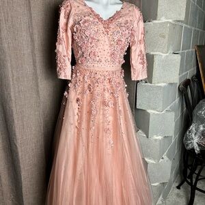Elegant Pink Embellished Dress